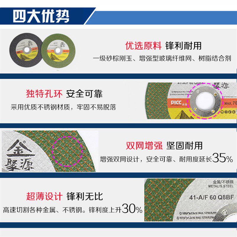 金聚源不锈钢切割片金属手砂轮超薄切片打磨片砂轮片1051.216