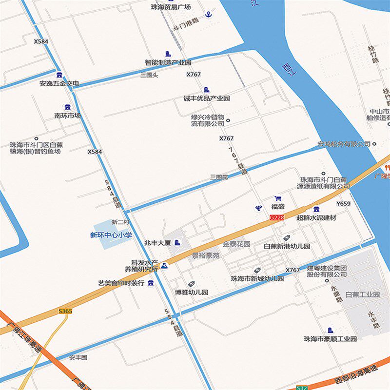 2024新款珠海市城区地图办公室挂图高清防水墙壁装饰实物推荐定制