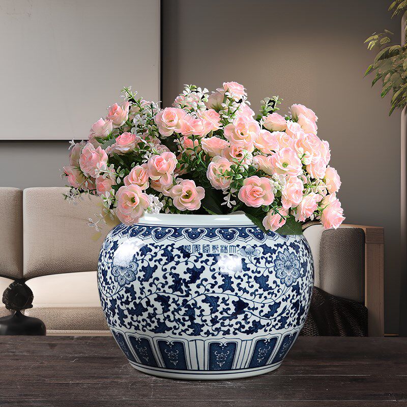 陶瓷花瓶摆件插干花水养鲜花阳台盆栽装饰品新中式玄关电视柜客厅