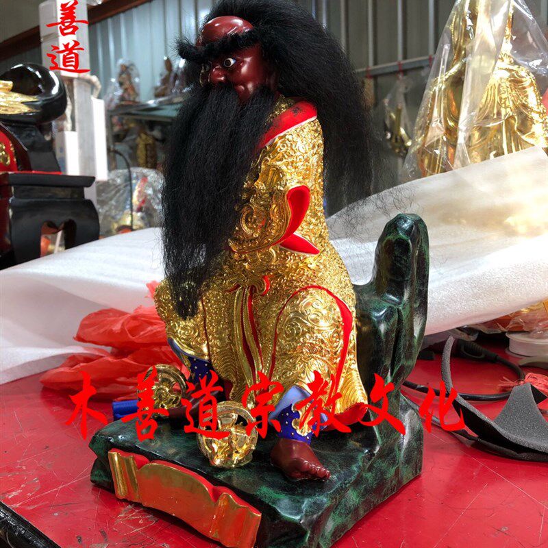 木雕护法闾山法主张公圣君樟木漆线雕精品手工30厘米