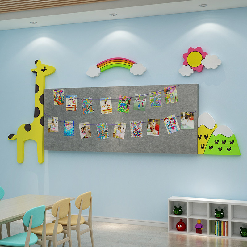 幼儿园墙面装饰环境创意材料主题托管班文化毛毡贴画美术教室布置