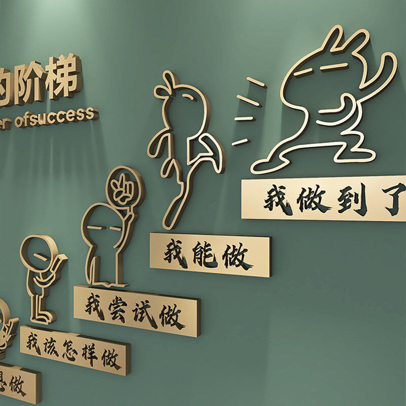3d立体墙贴公司布置文字创意文化励志装饰卧室墙壁背景墙画轻奢风