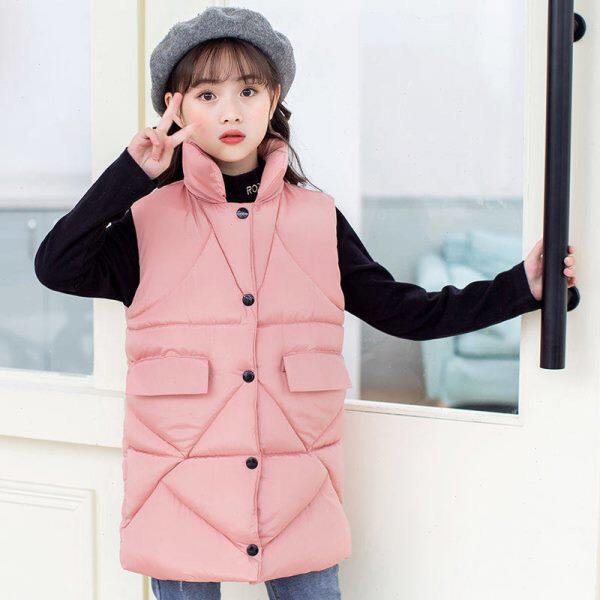 2022秋冬中长款儿童羽绒棉连帽马甲男女童保暖加厚外穿背心中大童