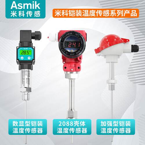 铠装一体插入式温度变送器数显热电阻Pt100温度传感器4-20mA输出