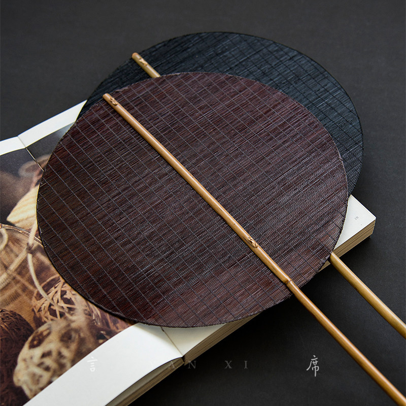 手工编织椭圆芭蕉蒲扇夏季纳凉麈尾扇古典中国风团扇大漆青蓖扇子