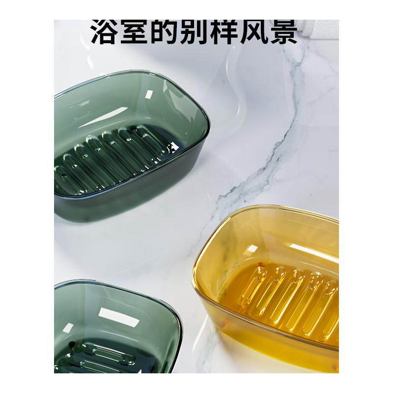 家用肥皂盒架子双层轻奢风沥水免打孔壁挂式卫生间收纳香皂盒皂碟