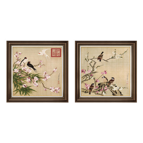 卧室装饰画余稚花鸟新中式复古国画房间挂画客厅墙面壁画饭厅油画