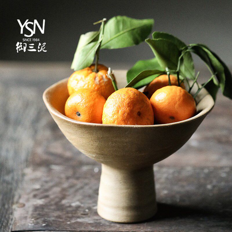 陶瓷托盘禅意小碟子高脚茶点盘粗陶窑变水果盘日式点心中式干果碗