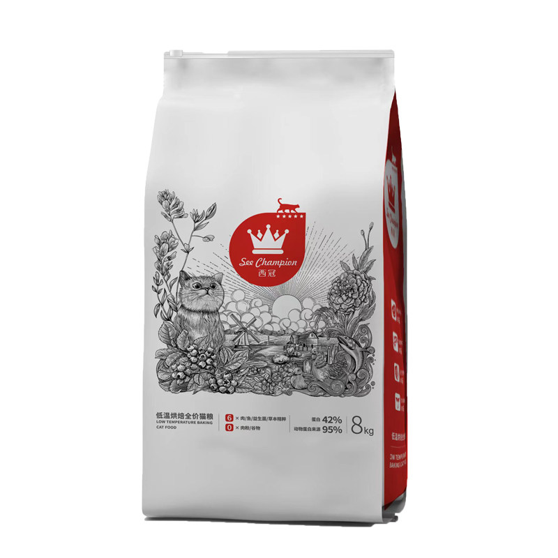 西冠猫粮无谷全价低温烘焙猫粮动物蛋白42+成猫幼猫通用鲜肉添加