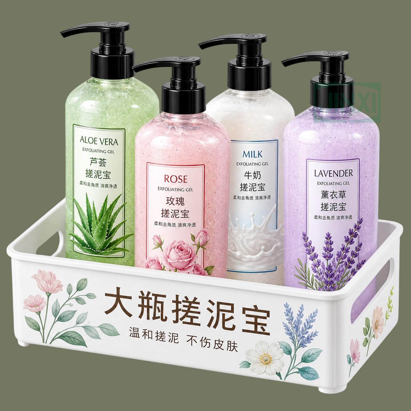 玫瑰花牛奶搓泥宝去角质清洁大瓶搓澡泥沐浴露深层清洁全身通用