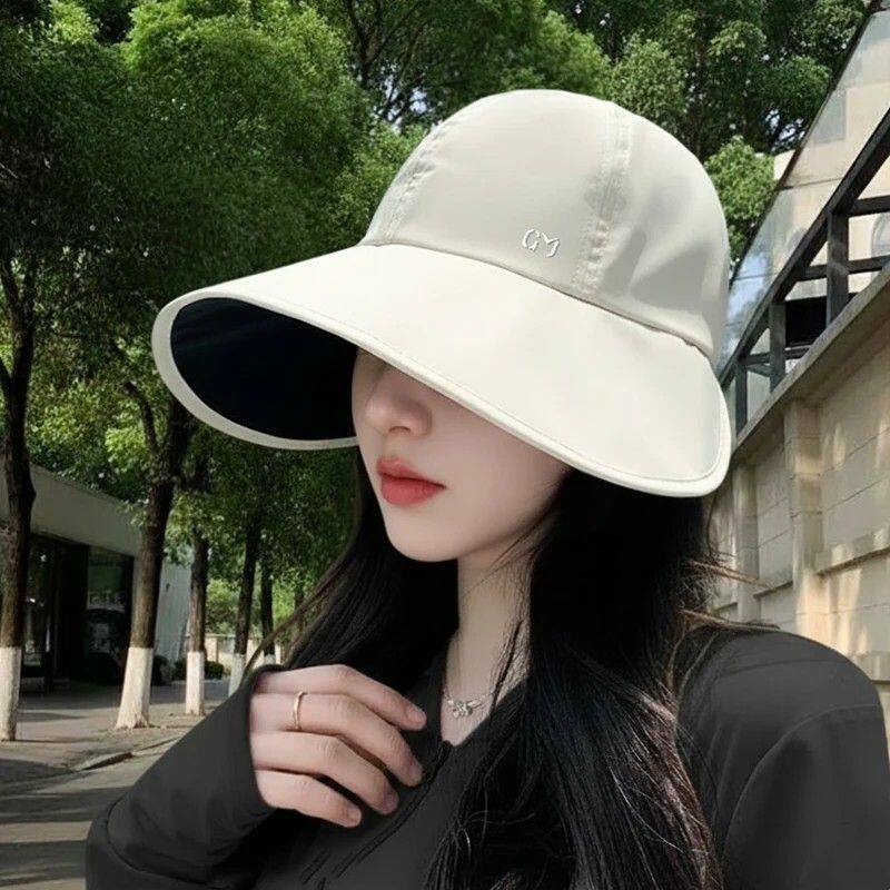 防晒帽子女款2026新款夏季黑胶大帽檐遮阳帽女防晒防紫外线渔夫帽
