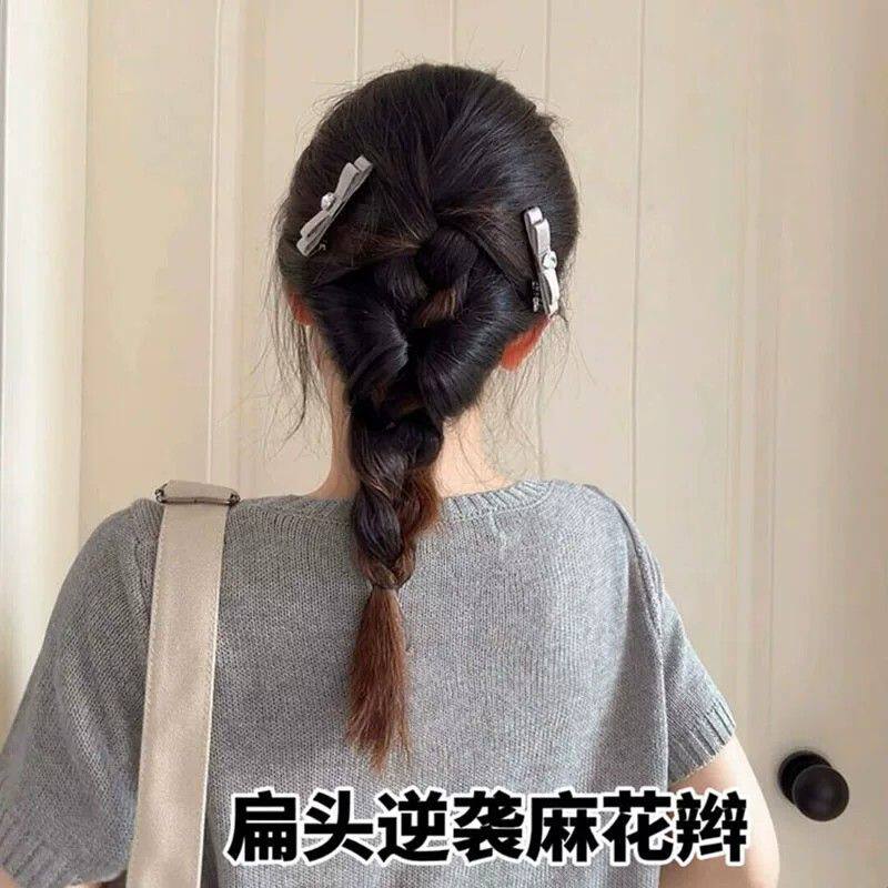 甜美气质皮质爱心锆石双层蝴蝶结发夹刘海夹发卡一字夹子发饰头饰