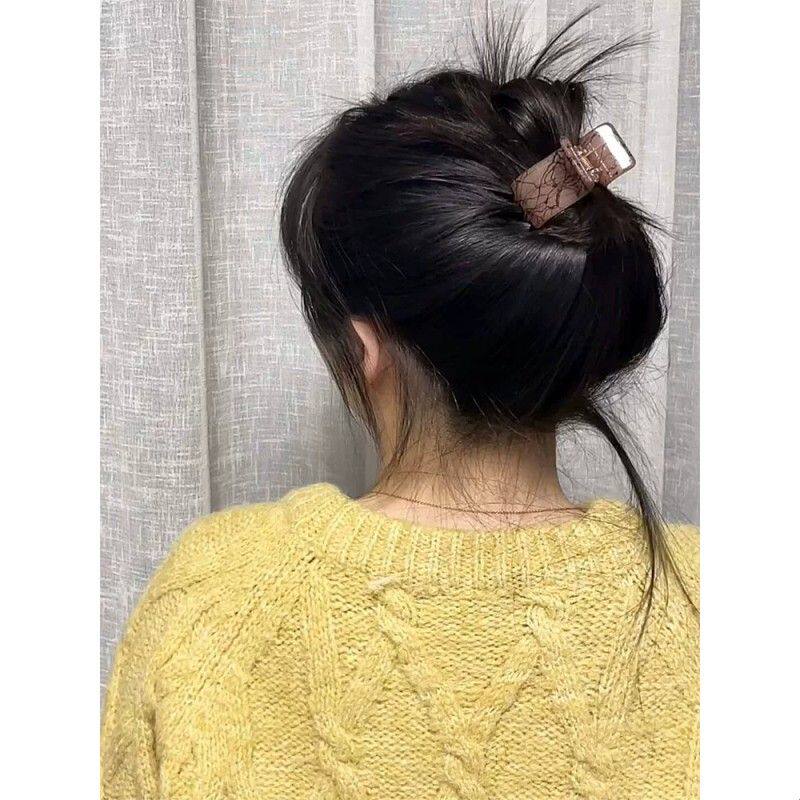 比大抓夹还能抓发水墨纹喷丝抓夹发夹发抓后脑勺半扎盘发夹子发饰