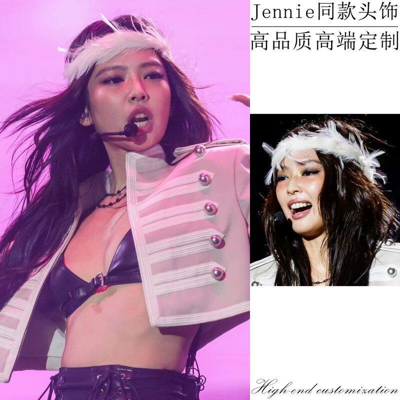 Jennie同款羽毛头饰绑带发箍头带手腕花拍照写真舞蹈表演仙气道具