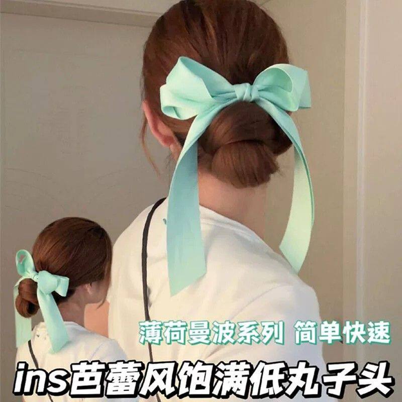 法式芭蕾风蝴蝶结飘带发夹气质高级感弹簧夹夹子后脑勺半扎发发饰
