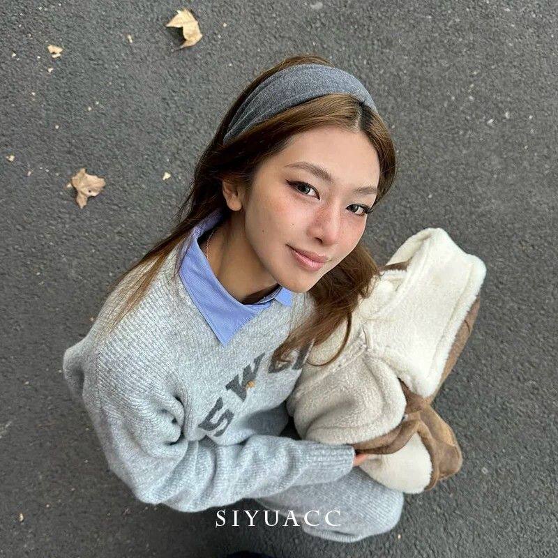 韩版灰色宽边发箍2025秋冬新款时尚百搭压发头箍简约头饰发饰女