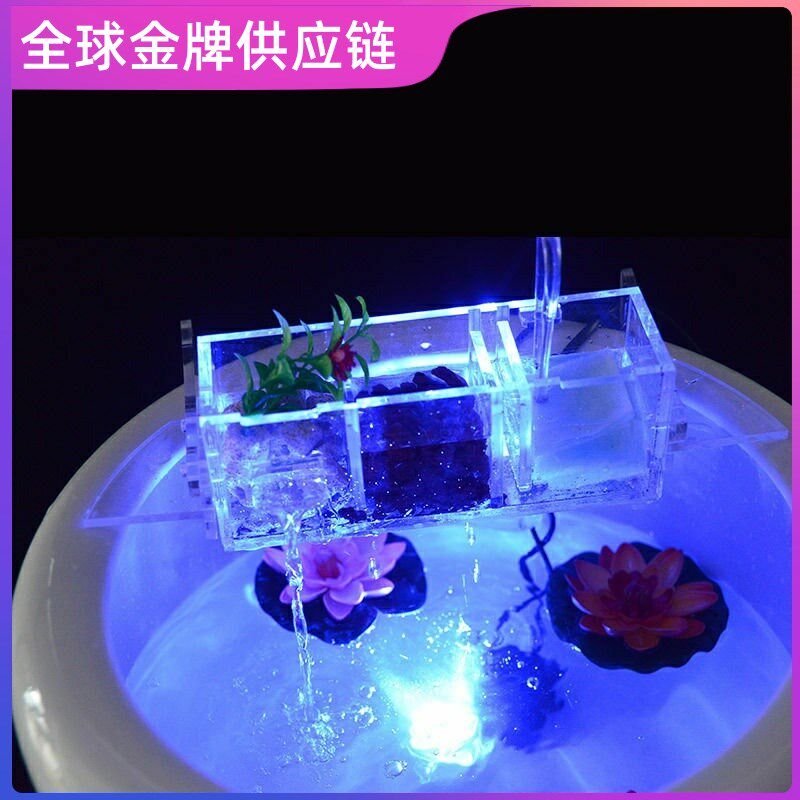 荷花缸圆形陶瓷鱼缸过滤器三合一鱼盆圆缸上置过滤盒滴流槽大小型