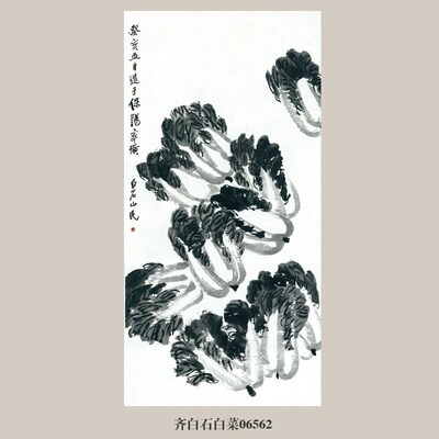 画说齐白石白菜蝈蝈花鸟画挂画名画复制品水墨画仿古画中式装饰画