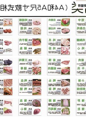 超市生鲜牌菜品蔬名色展纸A4彩价格示牌猪肉标价内页纸水果名称纸