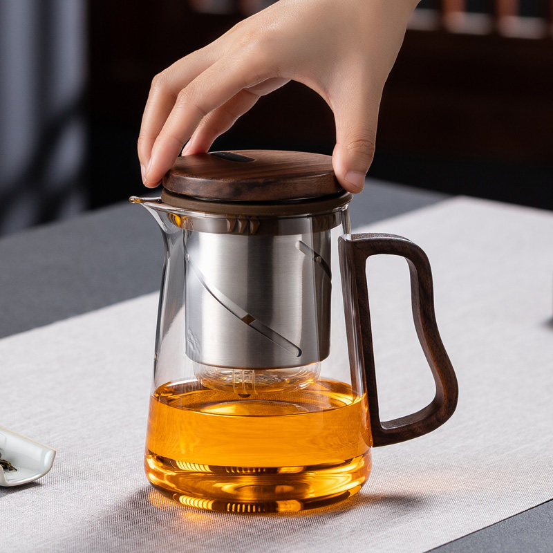 玻璃泡茶壶旋转升降式茶水分离过滤商用飘逸杯玻璃内胆花茶壶神器