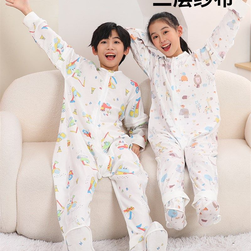 中大童睡袋儿童小学生成人防踢被纱布分腿睡袋二六层春秋夏空调房