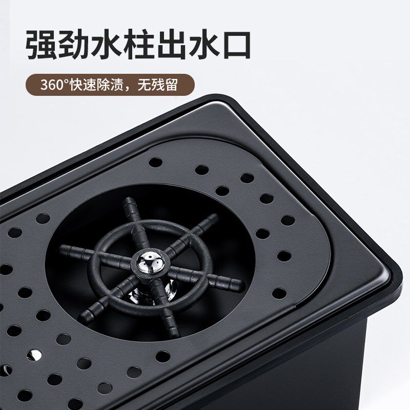 咖啡车台面高压洗杯器户外奶茶摊车不锈钢免打孔自动冲杯神器便携