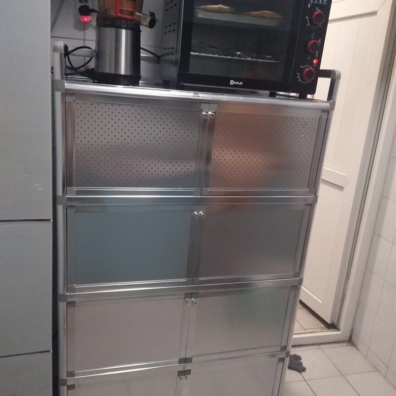致力加厚不锈钢储物柜碗柜餐边柜阳台柜厨房柜门厅柜微波炉柜包邮