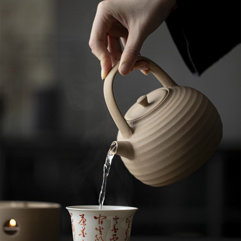 草木祠陶瓷提梁壶粗陶煮茶壶温茶炉蜡烛保温底座煮茶套装火炉风炉