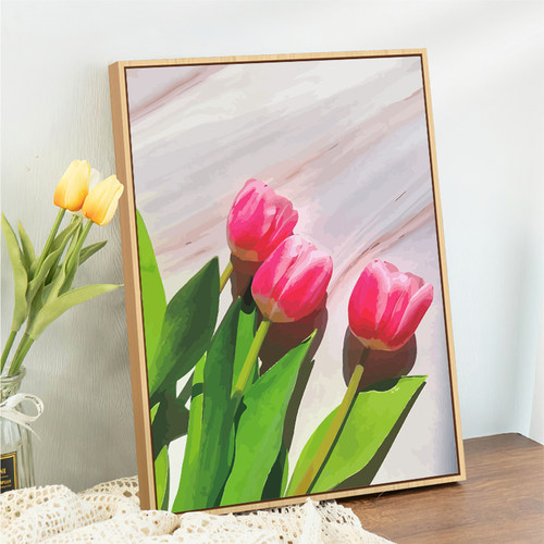 郁金香花卉数字油画diy手工丙烯填色油彩画画治愈手绘填充装饰画