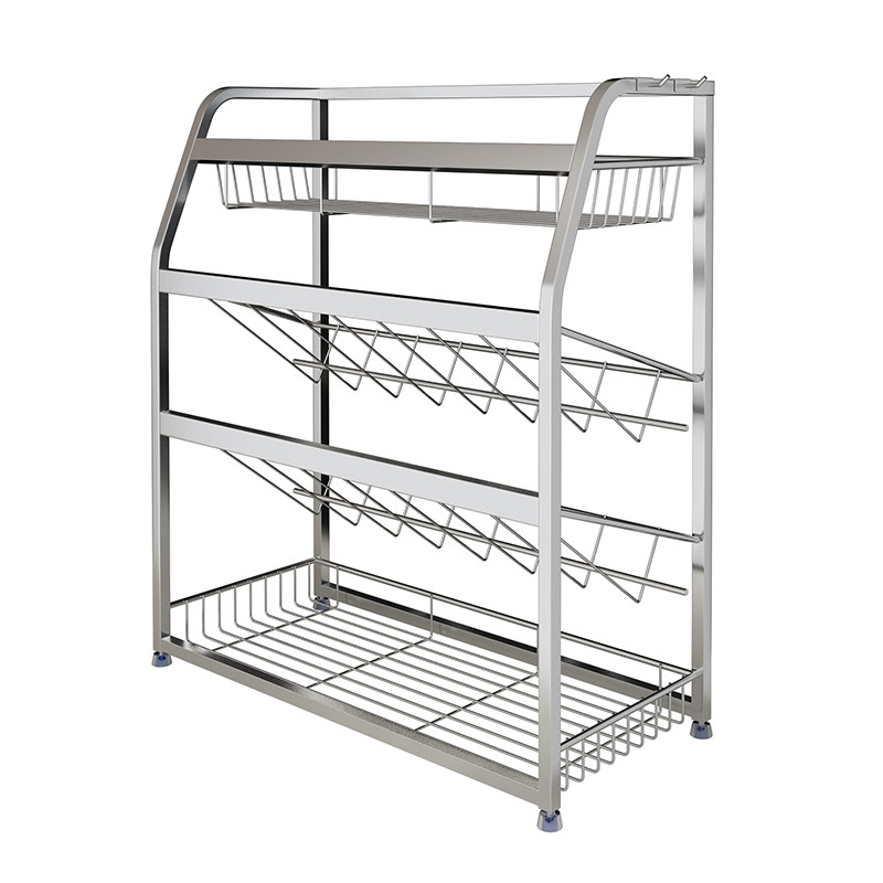 304不锈钢厨房置物架斜放式壁挂调味品油盐酱醋收纳架斜口调料架