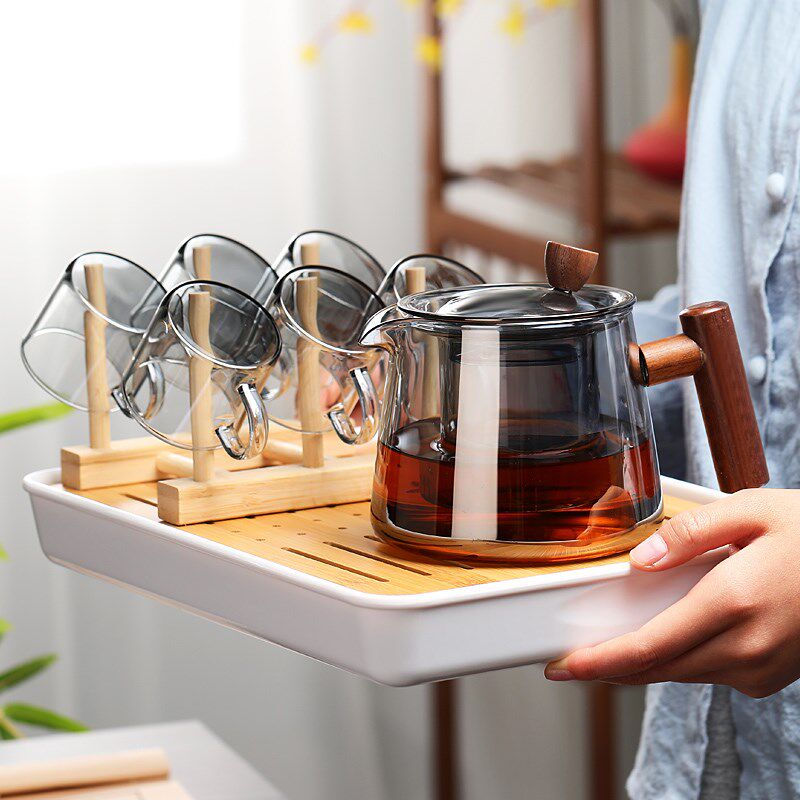 炉煮茶壶玻璃茶壶木把单壶电陶炉烧水壶家用茶具套装过滤泡茶壶围