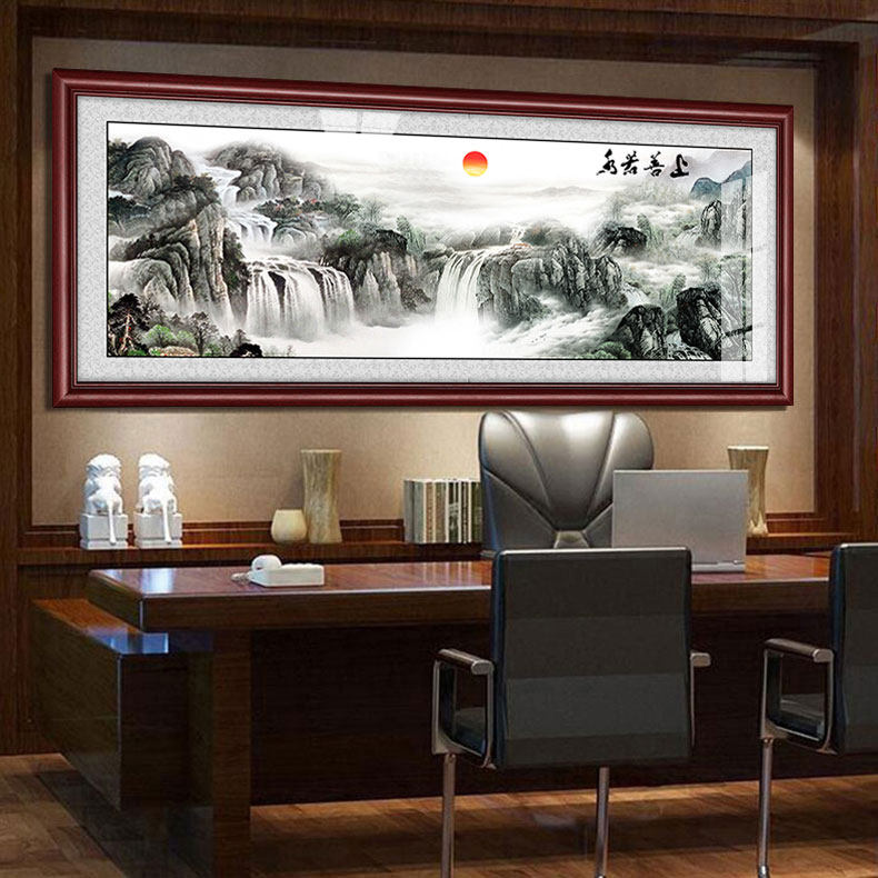 上善若水办公室字画大幅毛笔字牌匾公司装饰画书法壁画可订做加字