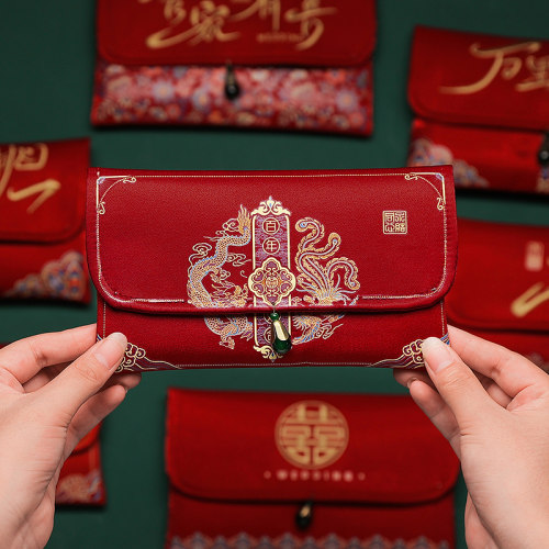 改口费红包结婚专用万元利是封一对婚礼敬茶大号喜包订婚布艺钱袋