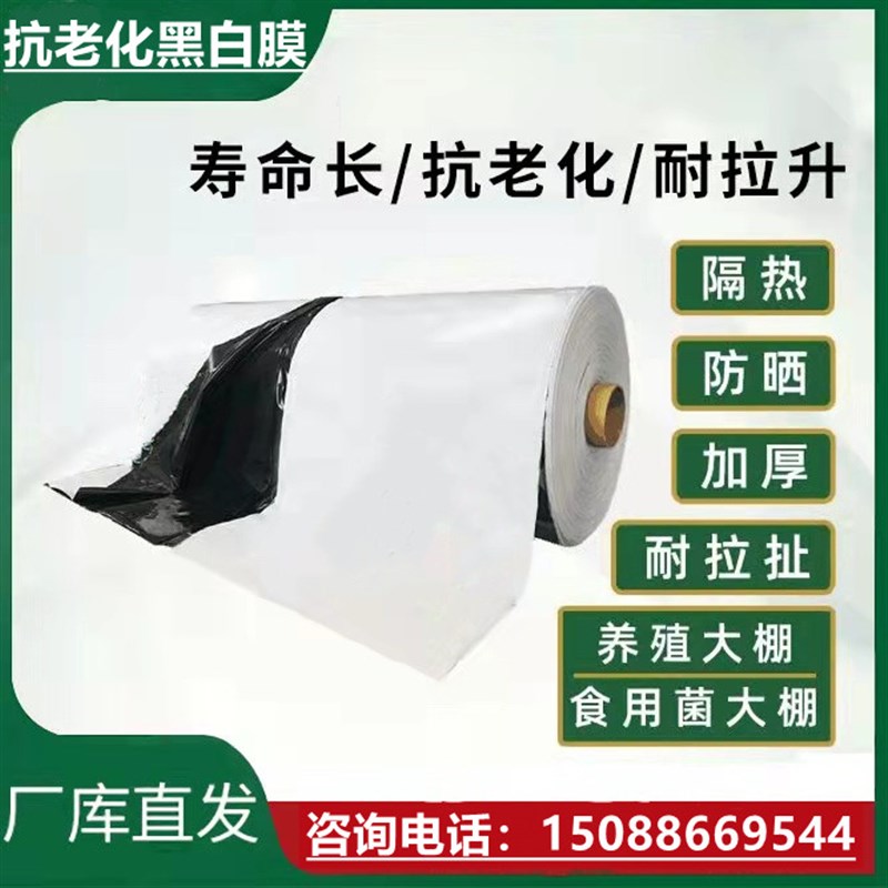 养殖黑白膜加厚防晒加厚鸡鸭牛猪舍遮光隔热食用菌抗老化绿白防渗