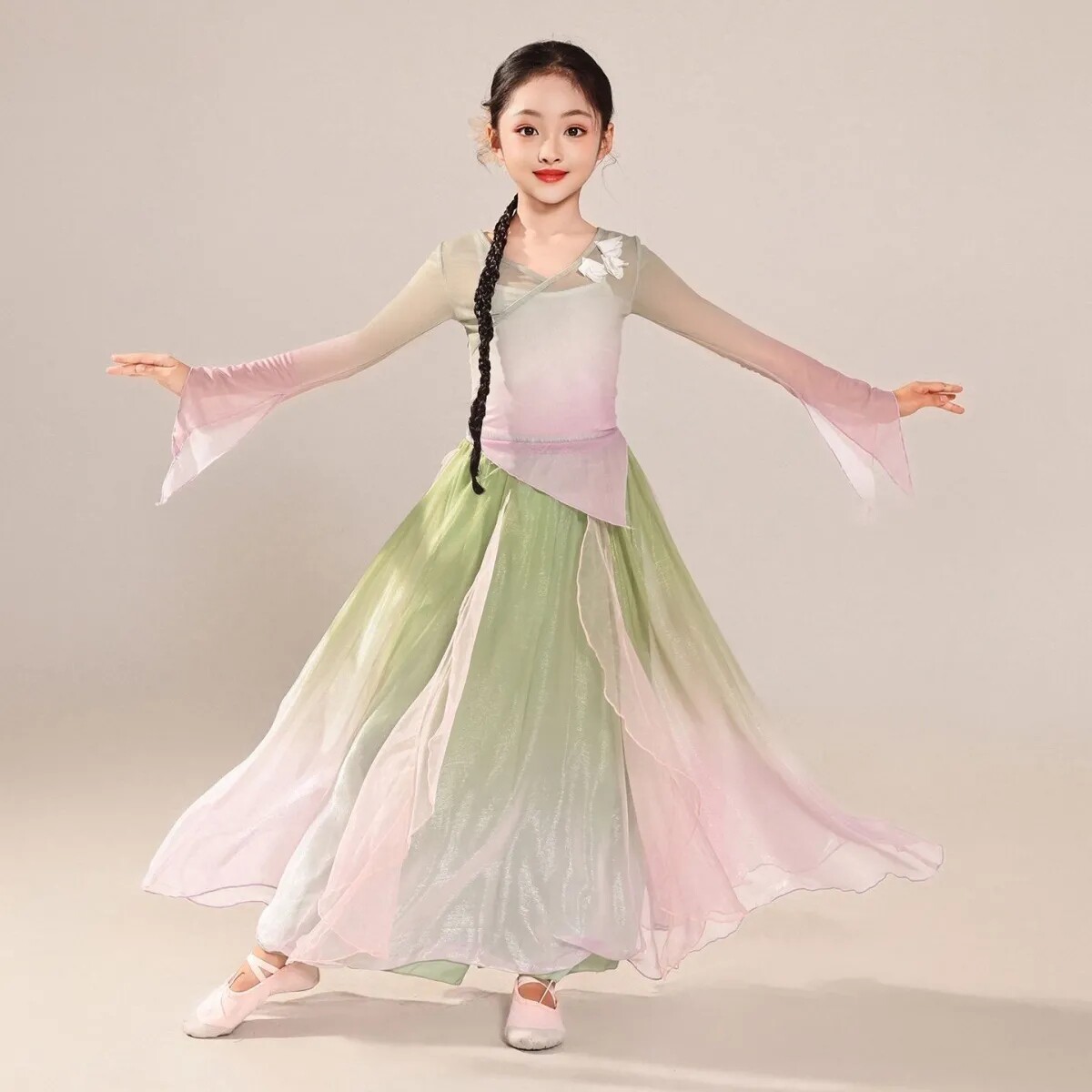 新款古典舞演出服女儿童少儿纱衣练功服飘逸中国舞蹈服装国风汉服