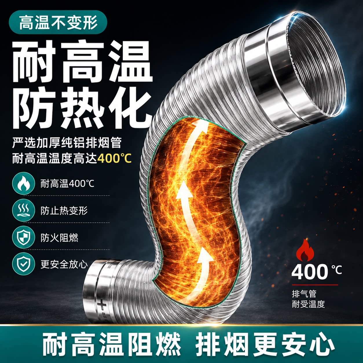 纯铝烟管抽油烟机排烟管排气管加厚厨房烟道不锈钢接头铝管配件