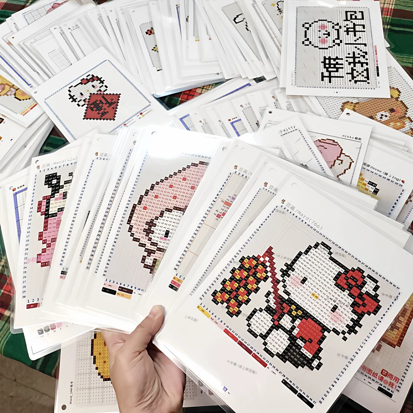 拼豆图纸图册小图案纸质贴纸卡通可爱像素风素材装饰手工diy拼豆