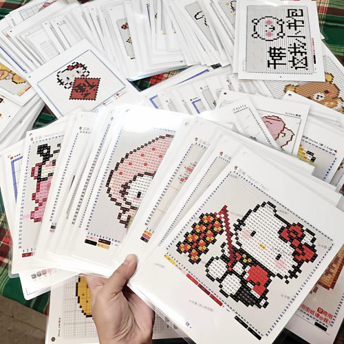 拼豆图纸图册小图案纸质贴纸卡通可爱像素风素材装饰手工diy拼豆