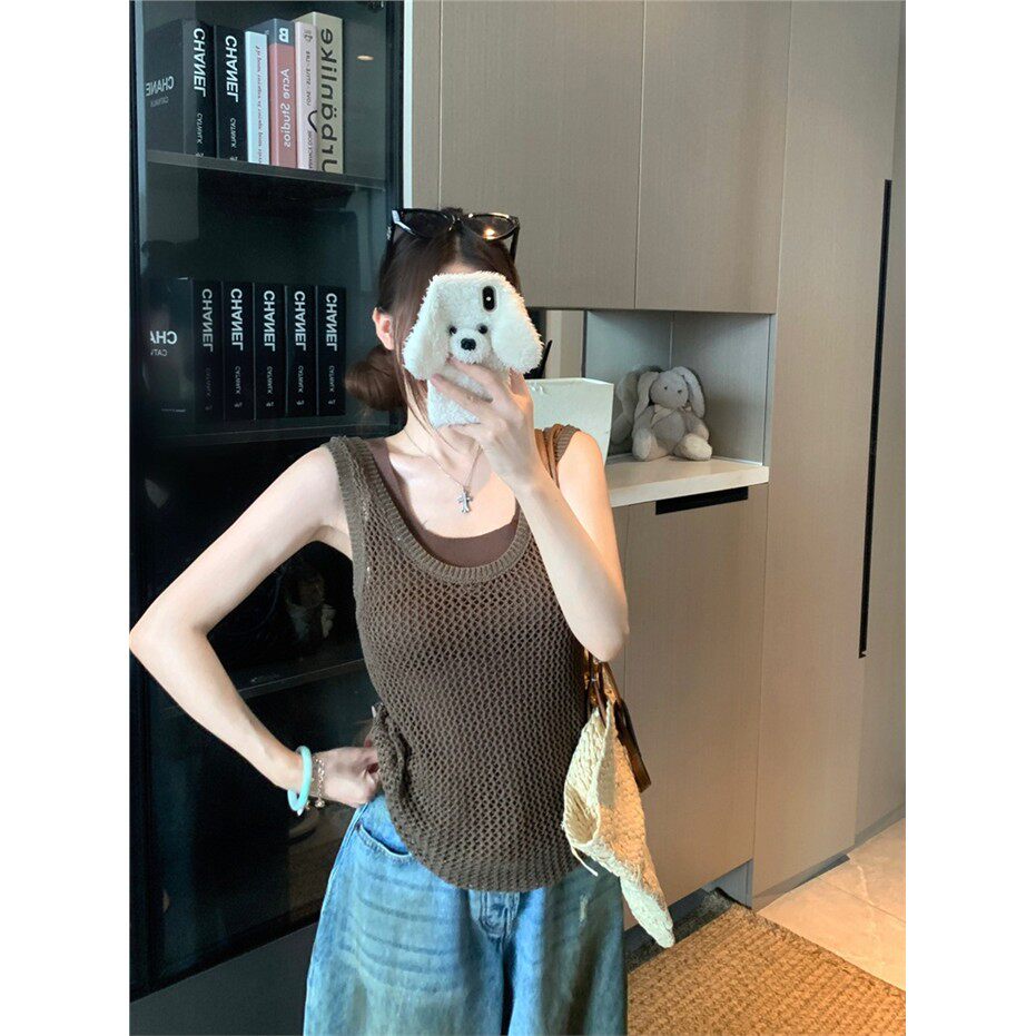 镂空U领背心吊带女夏季穿