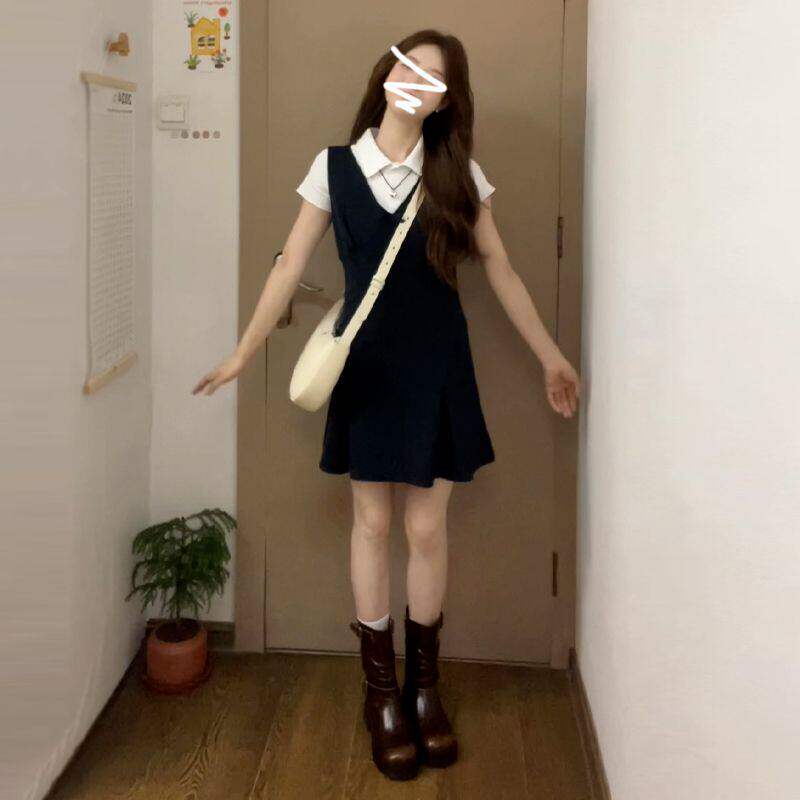 韩剧穿搭法式桔梗连衣裙