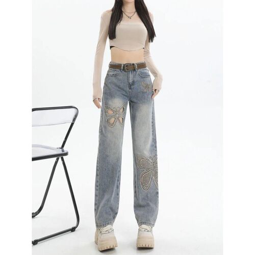 阔腿裤直筒牛仔裤女春夏