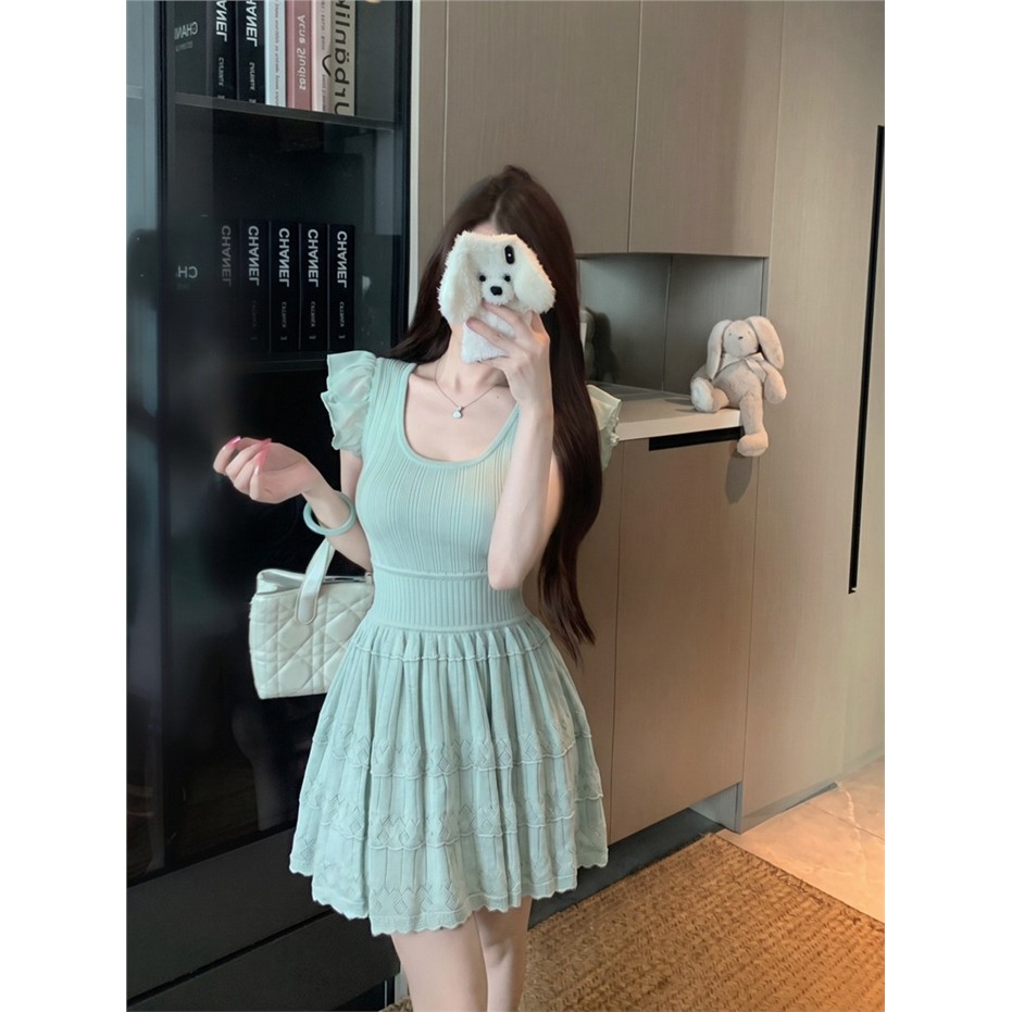 小飞袖针织连衣裙女2026