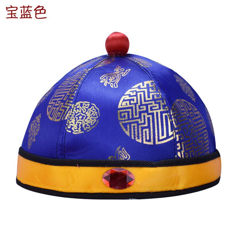 高档寿帽男士软瓜皮帽唐装老人冲喜烫金地主帽子寿衣配件葬殡用品