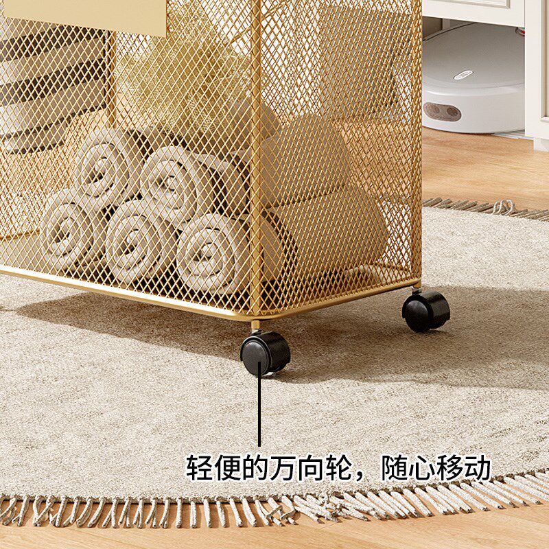 网格轻奢脏衣篮金色脏衣服收纳篮窄边洗衣篮 家用ins现代脏衣筐