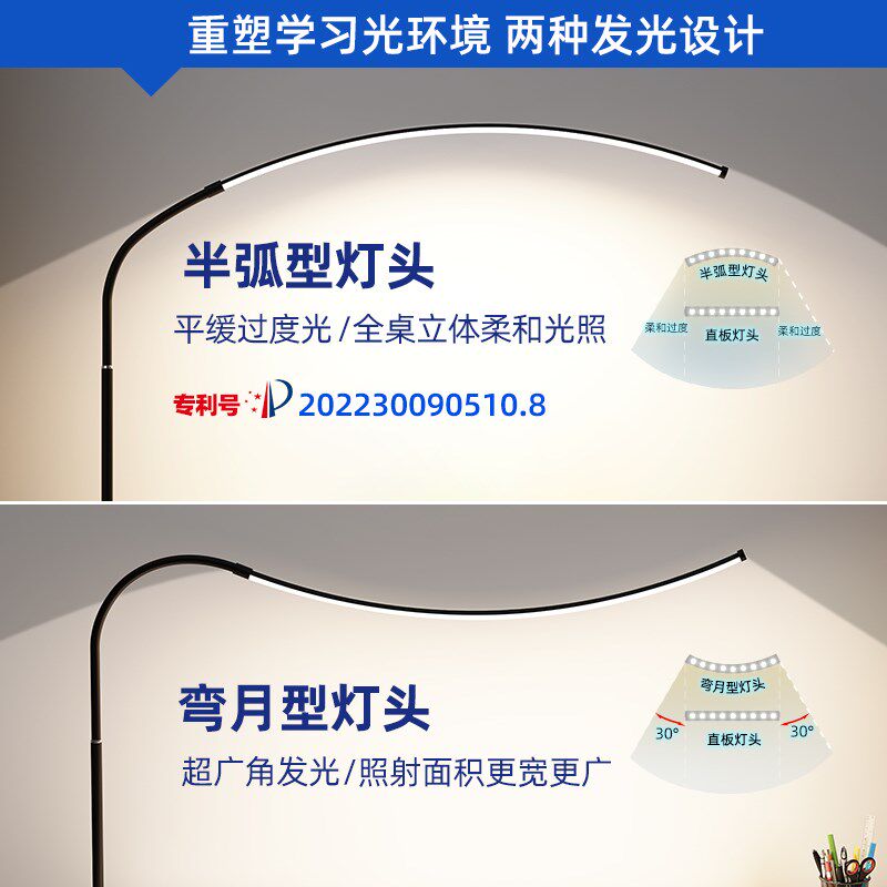 儿童全光谱护眼台灯学习专用学生写作业书桌床头阅读书灯led智能