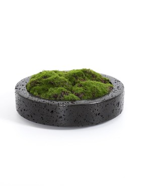 新中式现代仿洞石黑色树脂花盆仿真绿植装饰客厅桌面艺术装饰摆件