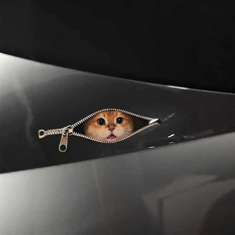 【车上长猫】拉链猫咪车贴遮挡划痕引擎盖车尾玻璃装饰贴纸女司机