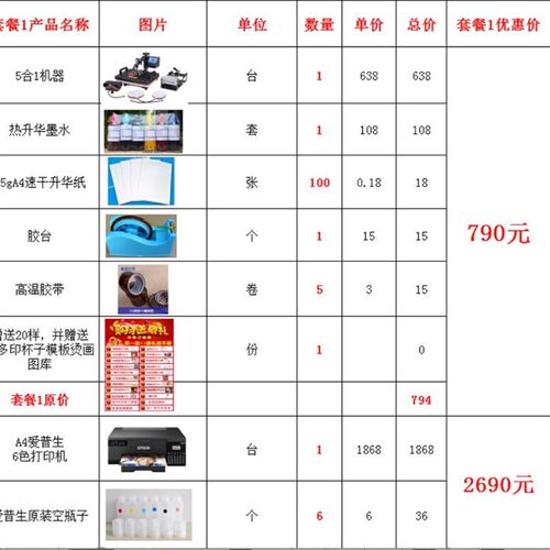 5合1套餐多功能热转印机摇头烫画机印花机器T恤烤杯机压烫印机
