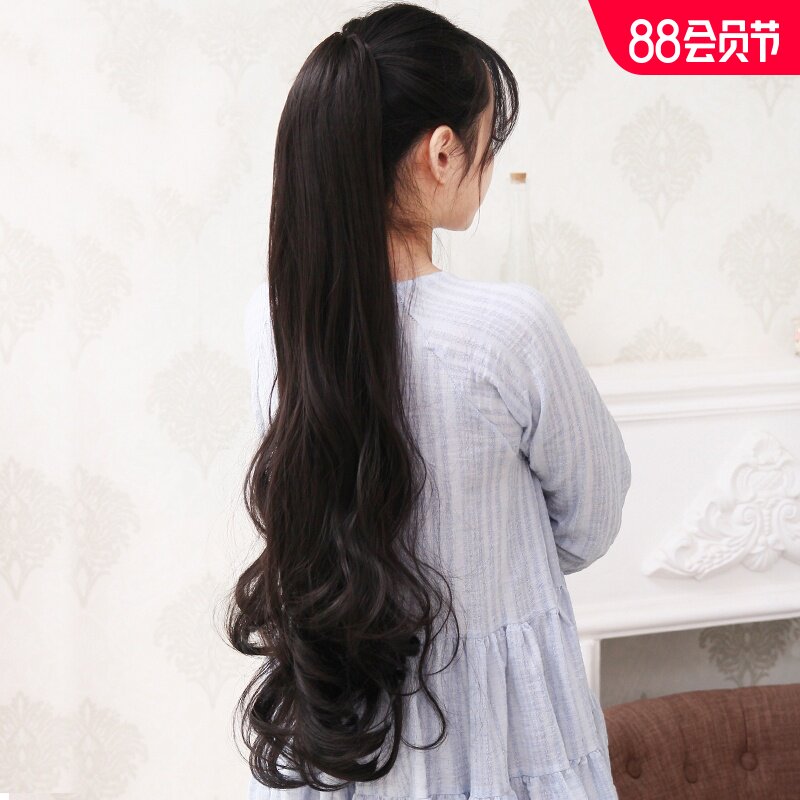假发马尾女大波浪长发高梨花卷抓夹式蓬松自然短发片长卷发假辫子