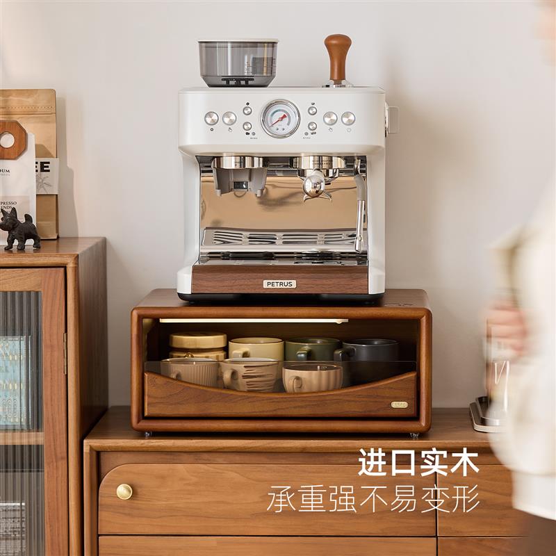 咖啡机置物架杯架水杯茶杯放置架餐桌餐柜收纳柜吧台收纳层架实木